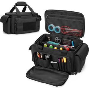 Rexmica Small Tool Bag with Anti-friction and Thick Padded Bottom, Tool Storage Organizer for Men, Tactical Bag, Range Bag, Multi-functional Work Tote for Repairman, Electrician, Carpenters, Handyman