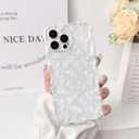 NITITOP Compatible with iPhone 12 Pro Case Curly Clear Cute Floral Flower Leaves Design for Women Girls Artistic Wavy Frame Soft TPU Shockproof Protective Full Camera Protection Cover - White