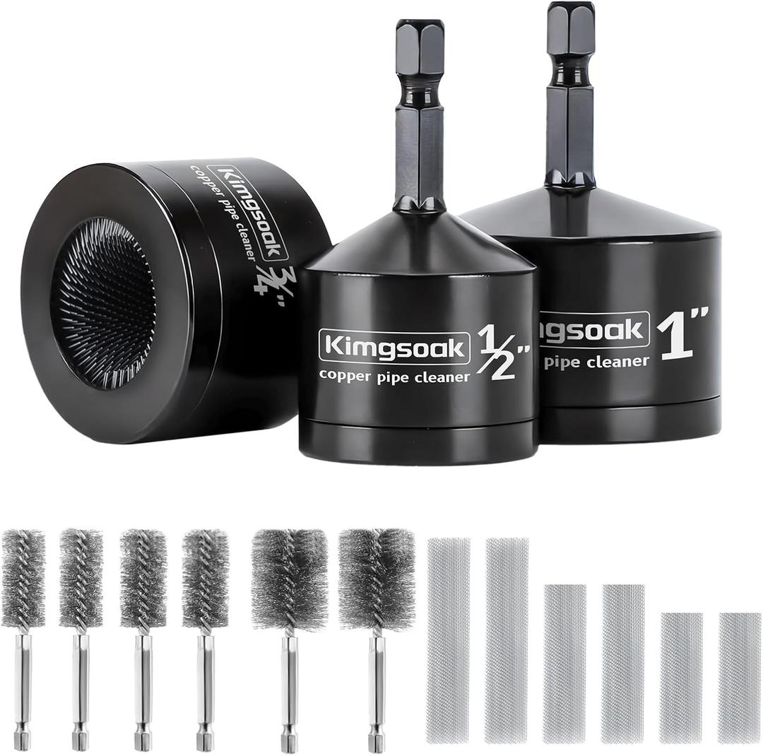 Copper Pipe Cleaner, 1/2", 3/4", 1" Copper Pipe Cleaning Brush for Drill, Copper Fitting Brush Tool