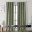 Simplebrand Ava Sage Green Blackout Curtains for Bedroom 96 Inches Long 2 Panels, Solid Thermal Insulated, Energy Saving Living Room Window Treatment Curtains Blackout Drapes, W40 x L96 Inch, Sage