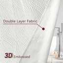 Tititex White 3D Embossed Wave Textured Fabric Shower Curtain for Bathroom,Modern Farmhouse Soft Cloth Shower Curtain Set - 72x72