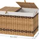 HOOBRO Storage Basket with Lid, 42.3 Gallon (160L) Wicker Storage Basket with 2 Separate Lid, Blanket Storage Bin with 2 Removable Liner Bags, for Bedroom, Laundry, Natural and Brown NL276CW01