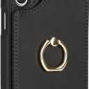 for Samsung Galaxy A15 5G Case with Card Holder and Strap for Women,Crossbody Lanyard,RFID Blocking,Ring Stand,Snap Clasp,Phone Wallet Cases 6.5 inch(Black)