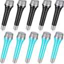 Jerify 10 Pieces Plastic Toy Microphone Set 5.7 Inches Fake Plastic Microphone Toy Pretend Play Karaoke Props for Boys Girls Christmas Halloween Birthday Party Gift Supplies, Black and Blue Colors