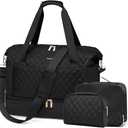 Travel Duffel Bag for Women Weekender Overnight Carry on Tote Duffle Bag Personal Item Bag with Shoe Compartment for Business,Trips,Travel,Sports,Gym,Yoga,Hospital, 3 Pcs Set, 43L,Black