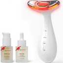 3-in-1 for Aurora Red Light for Face & Neck Beauty Massager, with Suction, Vibration, Heat, 3 Light Therapies for Skin Glow, Face Lift, Neck Firm, White