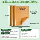 guangyintong Glitter Gold Heat Transfer Vinyl HTV Rolls, 2 Rolls 12" x 12ft Iron on Vinyl for T-Shirts Glitter Gold HTV Vinyl for All Cutter Machines Easy to Cut