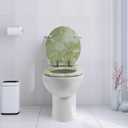 Round Toilet Seat Natural Wood Toilet Seat with Zinc Alloy Hinges, Easy to Install also Easy to Clean, Anti-pinch Marble Toilet Seat by Angol Shiold (Round, Green Marble)