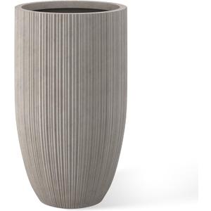 Kante 24 Inch Tall Round Concrete Planter, Large Indoor Outdoor Plant Pots with Drainage Hole and Rubber Plug, Modern Decorative Garden Pots for Home Patio Porch, Textured Weathered Concrete