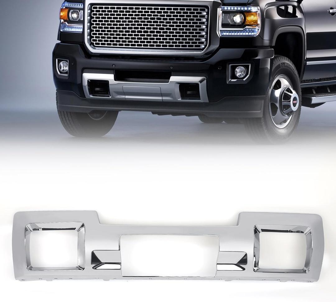 VLINCAR Skid Plate Compatible with GMC Sierra 2500HD/3500HD 2015 2016 2017 2018 2019 4 Door Replacement Front Bumper Skid Plate Panel Chrome 23178964 23178780 GM1053103C