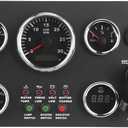 Digital Gauge Set, Triple 52mm/82mm Waterproof Cluster with Voltmeter, Oil Press, Water Temp, Engine Speed & Oil Level Display for Car/Truck/Marine (12V/24V)