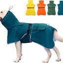 Waterproof Dog Raincoat Adjustable Dog Hooded Slicker Poncho Raincoat for Medium Large Dogs, Reflective Dog Rain Jacket(Blue, 5XL)