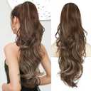 BOGSEA Ponytail Extension 26 Inch Drawstring Ponytail Extension for Women Long Wavy Hair Extensions for Daily Use(Brown mix Blonde)
