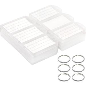 White Plastic Key Tags with Labels, Coideal 30 Pcs Tough Key Chain Tag ID Identifiers with Clear Label Window & Strong Split Ring