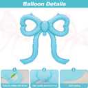 Leorate 10 Pcs Blue Bow Balloons - Bow Theme Decorations for Girls Birthday, Bridal Shower, Baby Shower, Engagement, Bachelorette Party Supplies, Party Decoration
