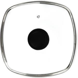 Square Glass Lid for Grill Pans with Steam Vent Hole - Fits Lodge Cast Iron Skillets 10.5inch(26.67cm) - Square Tempered Glass Lid - Universal Replacement Cover Bakelite Round Knob