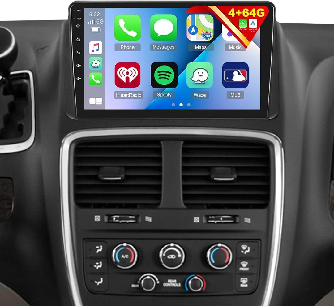 [4G+64G] Car Radio for Dodge Grand Caravan 2011-2020/for Chrysler Town & Country 2012-2016, 8 Core Android Touch Screen Stereo, DSP 32 EQ Audio/IPS Screen/Carplay/Android Auto/SWC/BT 5.0/WiFi