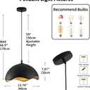 JAYMP 15.7" Modern Pendant Light for Dining Room Kitchen Island Hanging Lamp E26 Base Japanese Wabi-Sabi Style Bird Nest Shape Lighting Fixture, 1 Pack (Black + Gold,D Shape, 40cm/15.7inch)