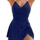 Blooming Jelly Womens One Piece Swimsuit Tummy Control Bathing Suit Gold Metal Tie Knot 2025 Swim Dress (X-Large, Navy Blue)