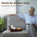 Sofa Insert Tray for Middle Seat,Bamboo Couch Table with 2 Cup Holders,Fits Armless Sofa & Sectionals,Fold-Flat Tray for Drinks,Snacks & Remotes,Brown
