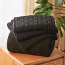 Aormenzy Soft Cozy Acrylic Throw Blanket, Cable Knit for Couch, Sofa, Bed - Black (1.7lb) (50" x 60")