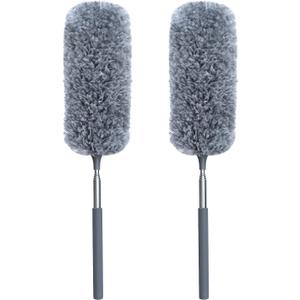 2 Pack Microfiber Duster for Cleaning, Small Dusters with Microfiber Head, Extendable Pole, Hand Washable, Cleaning Supplies for Office, Car, Window, Furniture
