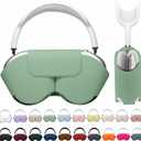 Maxjoy for Apple Airpods Max Smart Case Cover, Soft PU Leather Protective Cover Accessories for Airpod Max with Sleep Mode, Anti-Dust Travel Carrying Case for Airpods Pro Max Headphones, Grass Green