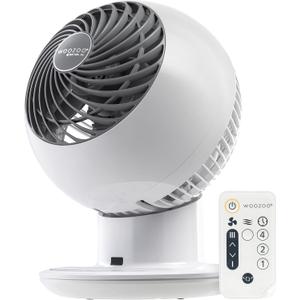 IRIS USA WOOZOO Air Circulator Fan with Remote, Oscillating, 5 Speeds, 82ft Max Air Distance, 90 Adjustable Tilt, 30db Quiet Motor, Small Fan for Bedroom, Office, Dorm, White