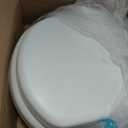 Mayfair Padded Toilet Seat with Chrome Hinges, Soft Vinyl over Wood Core Seat, Made in USA, Round, White (Elongated)