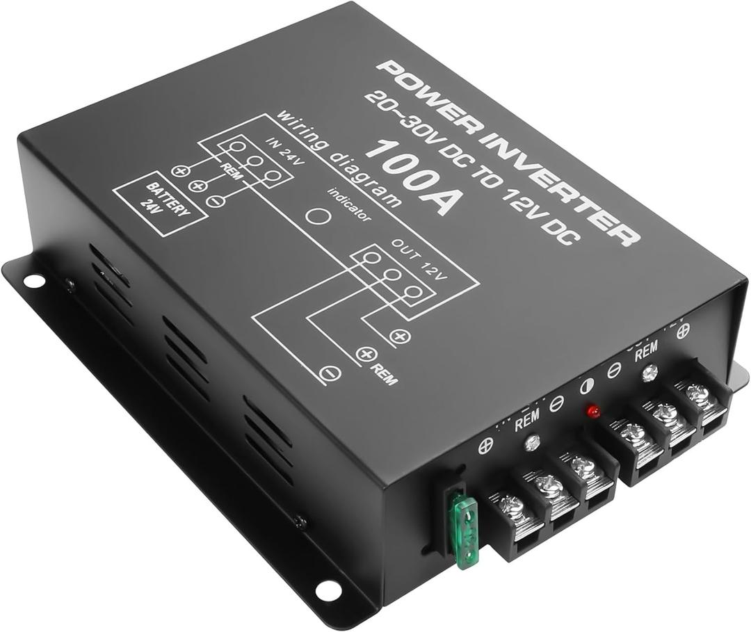 XMSJSIY DC 24V to 12V Step-Down Voltage Converter - 100A, 1200W DC Buck Module Adapter - Car Truck Vehicle Power Supply - 1 Pcs