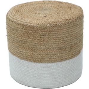 The Home Talk Pouf Ottoman Boho Hand Braided Cord Footrest - 100% Jute Pouffe, Bean Bag, Floor Chair, Perfect for Living Room, Bedroom, Home Décor, 18"x18"x16" - Natural Ivory