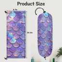 Purple Mermaid Scales Plastic Bag Holder 2 Pcs Grocery Bag Organizer Reusable Trash Bags Organizer Wall Mount Washable Kitchen Dispenser Holders with Drawstring Closure