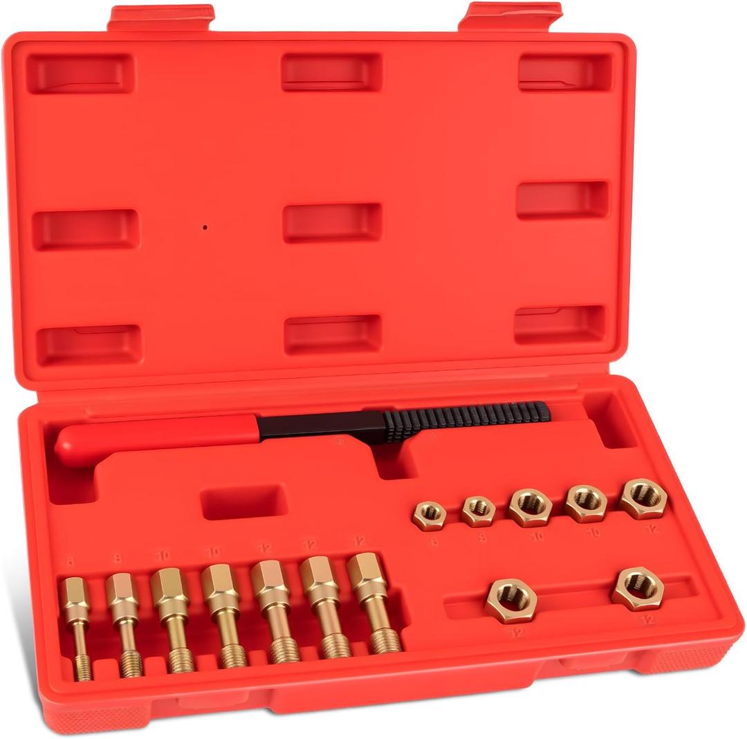 15Pcs Metric Thread Chaser Set, Thread Inserts and Repair Kits in 4 Sizes, Universal Re-Threading Tool with Case