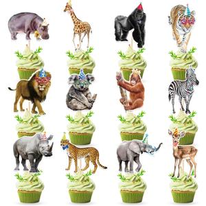 36 PCS Safari Happy Birthday Cupcake Toppers Jungle Theme Party Decorations Baby Shower Cake Decor Cupcake Decorations Cake Decorating Party Supplies Decor for Boys Girls Baby Shower