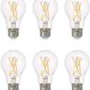 Ledvance Sylvania Led Truwave Natural Series Light Bulb, 60W Equivalent, Efficient 8W A19, Medium Base, Dimmable, 800 Lumens, 2700K, Soft White, Clear - 6 Pack (40806)