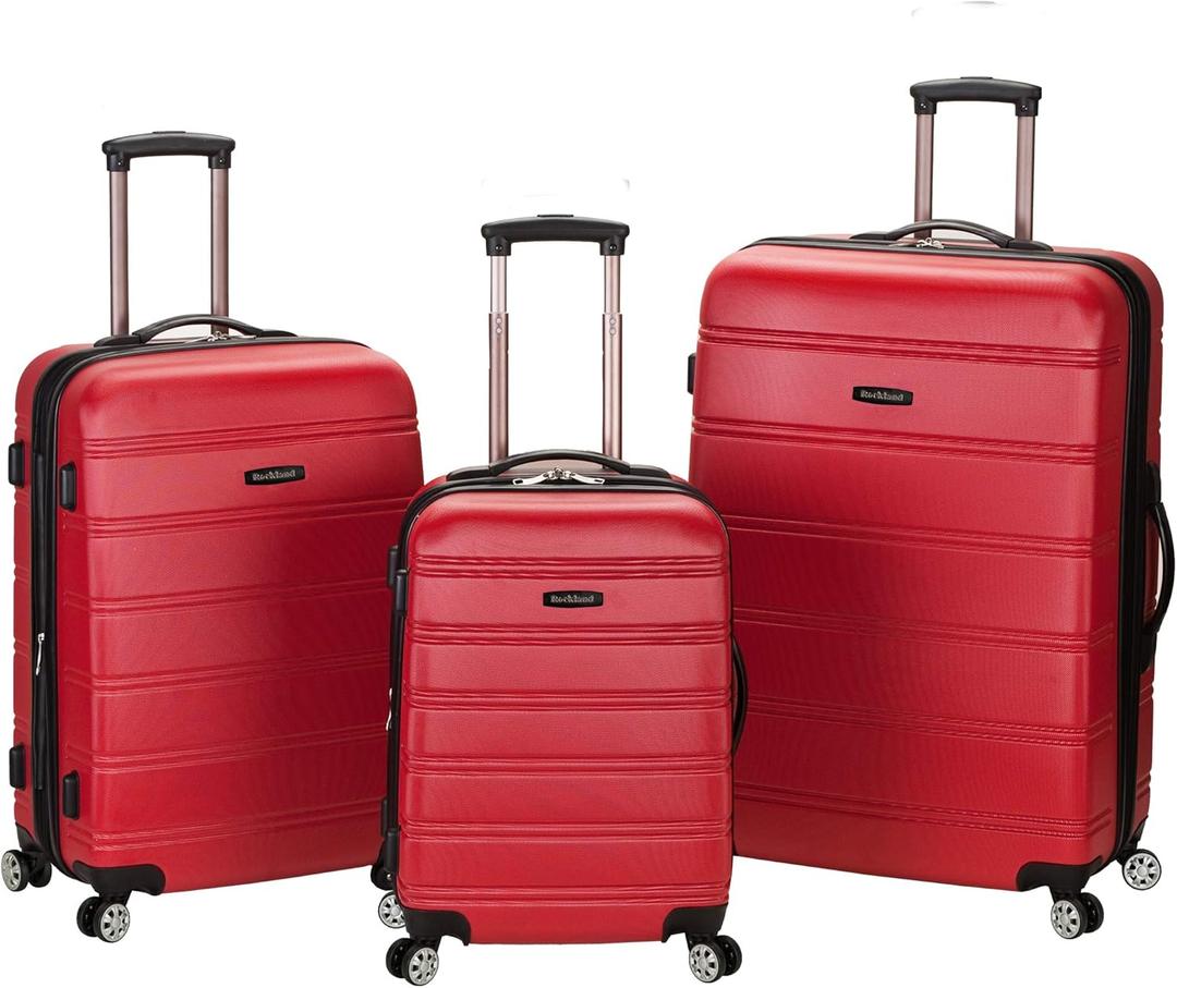 Rockland Melbourne Hardside 3 Piece Expandable Spinner Wheel Luggage Set, (20"/24"/28"), Red