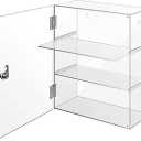 Locking Display Case, Removable 3Tier Acrylic Display Case with Lock Key, Clear Countertop Display case with Shelves Showcase Display Cabinet for Retail Store Collectibles Figures(11.8x5.9x15.7 inch)