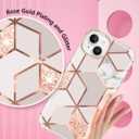 JAHOLAN Designed Case for iPhone 15 Plus Sparkle Glitter Plating Marble Protective Shockproof Slim Hard Back Cover Phone Case for iPhone 15 Plus Rose Gold