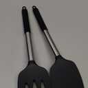 Home Hero Silicone Spatula Set - Heat Resistant Spatulas for Cooking - Ergonomic Stainless Steel Cooking Utensils - Solid & Slotted Silicone Turners - Pack of 2, Black