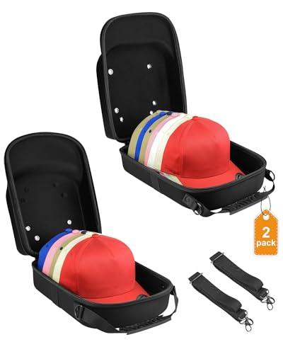 Allgawise Set of 1 Hard Hat travel Cases for Baseball Caps - Hat Storage Organizer Holder with Handle, Shoulder Strap and Trolley Sleeve, Protect up to 10 Hats for Outdoor and Home Storage, Black