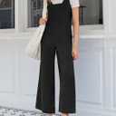 Cicy Bell Women's Casual Loose Overalls Jumpsuits One Piece Sleeveless Tank Tops Wide Leg Long Pant Rompers With Pockets (Black, XXL)