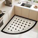 KISKIS Triangle Kitchen Rug Absorbent Water Corner Mat, Washable Non Slip Floor Area Rug Rubber Standing Mat, Radius,3,32" (2'8" x 2'8" (quarter-circle))