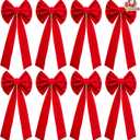 JOYIN 8 Pack Christmas Red Velvet Bows, 26" Long by 10" Wide Decorative Christmas Bows for Wreath Garland Tree Decor, Indoor Outdoor Holiday Decorations