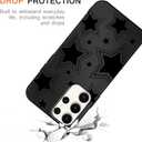 2 x Cute Cool Star Phone Case for Samsung Galaxy S23 Ultra 5G 6.8", Aesthetic Coquette Black Pattern Print Design Case Soft Slim Shockproof TPU Protective Funda Cover for Women Girls