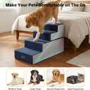 Veehoo 4 Steps Foam Dog Stairs for Large Dogs 24" H, 20" Extra Wide Dog Steps for High Bed with Support Board, Soft Non Slip Dogs Stairs Pet Ramp Ladder for Senior Elderly Pet, Support up to 110 lbs