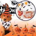 Sanwuta 60 Pieces Halloween Dog Bandanas Bulk Pet Fall Holiday Adjustable Pumpkin Ghost Dog Bandana for Bib Triangle Puppy Scarf Washable Halloween Thanksgiving for Small Medium(25.6 x 17.7)