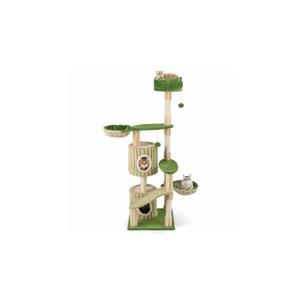 1.6m Striped Cat Tree Tower Kitten Cando House w/Sisal Scratching Post Indoor Green