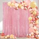 Sequin Backdrop Curtain 5FTx10FT Blush Pink Glitter Party Backdrop Curtains for Wedding Birthday Background Drapes Christmas Decorations