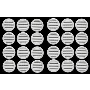 White 4" Round Plastic Soffit Air Vent 50 Pack