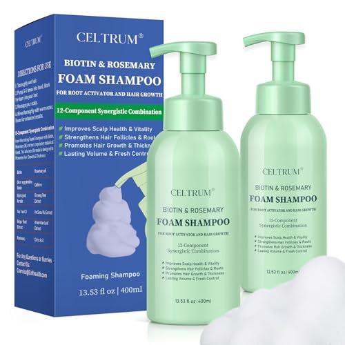 Foam Shampoo with Biotin & Rosemary for Hair Growth, Root Activator for Men and Women, 12-Component Synergistic Blend for Visibly Thicker Hair - 13.53 fl oz (Pack of 2)